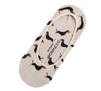 Miss Sparrow Ladies' No Show Invisible Socks, Novelty Pattern, Cotton Blend, UK Size 3-7, (UK, Numeric, 3, 7, Regular, Regular, Dachshund Grey)