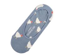 Miss Sparrow Ladies' No Show Invisible Socks, Novelty Pattern, Cotton Blend, UK Size 3-7, (UK, Numeric, 3, 7, Regular, Regular, Hens Blue)