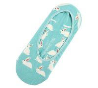 Miss Sparrow Ladies' No Show Invisible Socks, Novelty Pattern, Cotton Blend, UK Size 3-7, (UK, Numeric, 3, 7, Regular, Regular, Rabbit Blue)