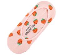 Miss Sparrow Ladies' No Show Invisible Socks, Novelty Pattern, Cotton Blend, UK Size 3-7, (UK, Numeric, 3, 7, Regular, Regular, Strawberry Pink)