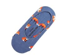 Miss Sparrow Ladies' No Show Invisible Socks, Novelty Pattern, Cotton Blend, UK Size 3-7, (UK, Numeric, 3, 7, Regular, Regular, Fox Blue)