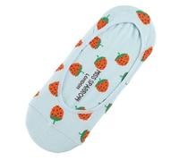 Miss Sparrow Ladies' No Show Invisible Socks, Novelty Pattern, Cotton Blend, UK Size 3-7, (UK, Numeric, 3, 7, Regular, Regular, Strawberry Blue)