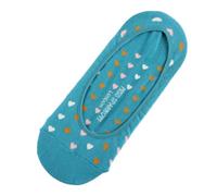 Miss Sparrow Ladies' No Show Invisible Socks, Novelty Pattern, Cotton Blend, UK Size 3-7, (UK, Numeric, 3, 7, Regular, Regular, Hearts Teal)