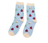 MISS SPARROW Lady Bird Bee Socks Super Soft Breathable Bamboo Blend Size 4 to 7 1 Pair (UK, Numeric, 4, 7, Regular, Regular, Pale Blue)
