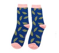 MISS SPARROW Leaf Socks Super Soft Breathable Bamboo Blend Womens 1 Pair Size 4 to 7 Navy