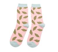MISS SPARROW Leaf Socks Super Soft Breathable Bamboo Blend Womens 1 Pair Size 4 to 7 Pink