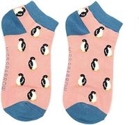 MISS SPARROW Little Penguin Trainer Socks Super Soft Bamboo Mix One Pair Size 5 to 7; (Dusty Pink)