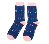 Miss Sparrow Music Notes Navy Womens Novelty Ankle Socks Adult One Size