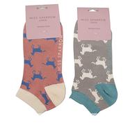 MISS SPARROW Pack of 2 Horse Trainer Socks Super Soft Breathable Bamboo Blend Dusky Pink Grey Size 5 to 7