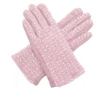 MISS SPARROW Pink Gloves Ladies Fluffy With Glitter Stylish Winter Warmer Soft Light Polyester