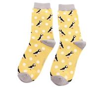MISS SPARROW Puffins Socks Super Soft Breathable Bamboo Blend 1 Pair Size 3 to 7 (UK, Numeric, 3, 7, Regular, Regular, Yellow)