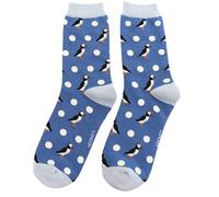 MISS SPARROW Puffins Socks Super Soft Breathable Bamboo Blend 1 Pair Size 3 to 7 (UK, Numeric, 3, 7, Regular, Regular, Denim Blue)