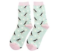 MISS SPARROW Puffins Socks Super Soft Breathable Bamboo Blend 1 Pair Size 3 to 7 (UK, Numeric, 3, 7, Regular, Regular, Mint Green)