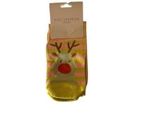 MISS SPARROW Reindeer Socks Christmas Super Soft Bamboo Blend 1 Pair Size 3 to 7