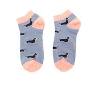 Miss Sparrow Sausage Dog Socks Super Soft No Show Trainer Socks (Blue),One Size
