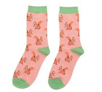 Miss Sparrow Squirrel Socks Woodland Collection Salmon Pink | Sustainably Eco Friendly Bamboo Blend 1 Pair Size 3 to 7 Salmon Pink
