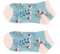 MISS SPARROW Wild Floral Flower Trainer Socks Duck Egg Breathable Bamboo Blend 1 Pair