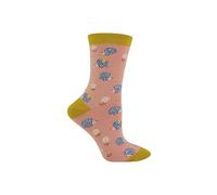 Miss Sparrow Women's 1 Pack Novelty Animal Patterned Bamboo Socks in Dusty Pink | Size: 4-7 Miss Sparrow Dusty Pink 4-7