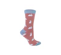 Miss Sparrow Women's 1 Pack Novelty Animal Patterned Bamboo Socks in Pink | Size: 4-7 Miss Sparrow Pink 4-7