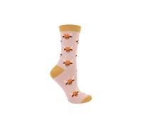 Miss Sparrow Women's 1 Pack Novelty Animal Patterned Bamboo Socks in Pink | Size: 4-7 Miss Sparrow Pink 4-7