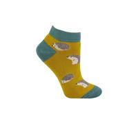 Miss Sparrow Women's 1 Pack Novelty Animal Themed Bamboo Trainer Socks in Bright Yellow | Size: 4-7 Miss Sparrow Bright Yellow 4-7