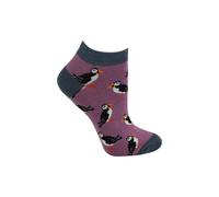 Miss Sparrow Women's 1 Pack Novelty Animal Themed Bamboo Trainer Socks in Mauve | Size: 4-7 Miss Sparrow Mauve 4-7