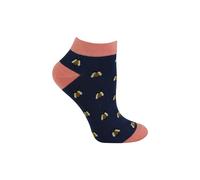 Miss Sparrow Women's 1 Pack Novelty Animal Themed Bamboo Trainer Socks in Navy | Size: 4-7 Miss Sparrow Navy 4-7