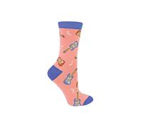 Miss Sparrow Women's 1 Pack Novelty Dusky Pink Guitar Bamboo Socks | Size: 4-8 Miss Sparrow Pink 4-8