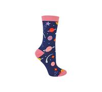 Miss Sparrow Women's 1 Pack Novelty Space Enthusiast Bamboo Socks in Navy | Size: 4-8 Miss Sparrow Navy 4-8