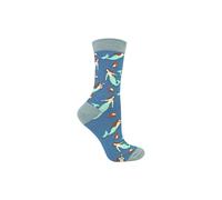 Miss Sparrow Women's Mermaids Novelty Patterned Bamboo Socks in Blue | Size: 4-7 Miss Sparrow Blue 4-7