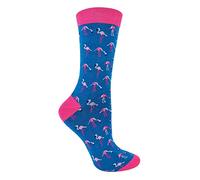 Miss Sparrow - Womens Novelty Animal Soft Bamboo Breathable Socks (4-8, Flamingos)