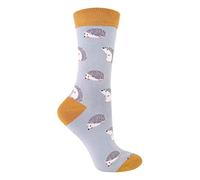 Miss Sparrow - Womens Novelty Animal Soft Bamboo Breathable Socks (4-8, Hedgehog)