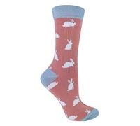 Miss Sparrow - Womens Novelty Animal Soft Bamboo Breathable Socks (4-8, Rabbit)