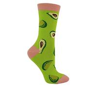 Miss Sparrow Women's Novelty Funny Fruit Socks Funky Watermelon Avocado Lemons Design Bamboo Socks (4-7, Avocado)