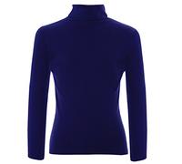 MISS TA-DAA WOMENS PLAIN LONG SLEEVE TURTLE POLO NECK TOP LADIES ROLL NECK TOP JUMPER (M/L, NAVY)