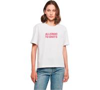Miss Tee Women's Mst163-allergic to Idiots Tee T-Shirt, White, S
