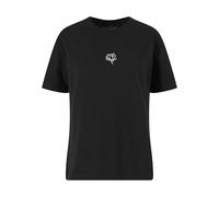 Miss Tee Women's Mst283-lotus Emb Tee T-Shirt, Black, S