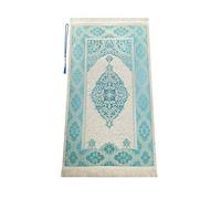 Miss Tesettür ihvan Online Muslim Prayer Rug with Prayer Beads, Janamaz, Sajadah, Soft Islamic Prayers Rug, Islamic Gift for Eid Ramadan, Prayers Carpet Mat, Chenille Fabric, Turquoise