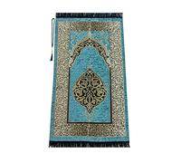Muslim Prayer Rug with Prayer Beads | Janamaz | Sajadah | Soft Islamic Prayer Rug | Islamic Gifts | Prayer Carpet Mat, Chenille Fabric, Mint Green