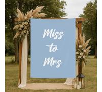 Miss to Mrs Backdrop, Blue Grey Miss to Mrs Tapestry - 29" x 37" Elegant Bridal Banner for Outdoor Photos, Bride’s Room Wall, Welcome Sign Area or Pre-Wedding Celebration