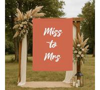 Miss to Mrs Backdrop, Colour Rust Miss to Mrs Tapestry - 51" x 60" Boho Bridal Shower Banner for Garden Photo Wall, Vow Area, Welcome Table or Engagement Gathering - Bride to Be Hanging Décor