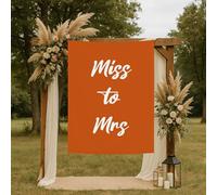 Miss to Mrs Backdrop, Orange Miss to Mrs Tapestry - 51" x 60" Rustic Bridal Banner for Outdoor Photo Wall, Pre-Wedding Gathering, Porch Display or Engagement Celebration - Bride to Be Decoration