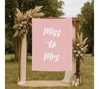 Miss to Mrs Backdrop, Pink Miss to Mrs Tapestry - 60" x 80" Romantic Bridal Shower Banner for Garden Photo Wall, Bride’s Bedroom, Wedding Welcome Table or Celebration Décor