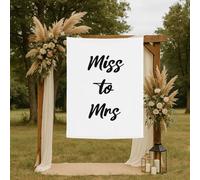 Miss to Mrs Backdrop, White Miss to Mrs Tapestry - 40" x 60" Classic Bridal Shower Wall Hanging for Garden Photo Backdrop, Reception Welcome Table or Bride’s Room Décor