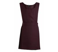 Miss Trendy Girls' Bib Pinafore Pleated Dress School Uniform Sleeveless Scoop Neck Adjustable Side Buttons Comfortable and Durable Polyester Available for Ages 2-18 Wine/Maroon 9-10 Y