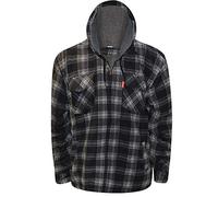 Miss Trendy Hooded Fleece Padded Lumberjack Shirt Jacket Fur Lined Sherpa Winter Warm Work (XL, White/Black Hooded)