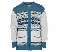 Miss Trendy Mens Classic Zip Up Vintage Plain Knitted Grandad Cardigan Jumper Teal/Argyle L