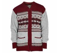 Miss Trendy Mens Classic Zip Up Vintage Plain Knitted Grandad Cardigan Jumper Wine/Argyle M