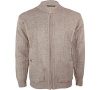 Miss Trendy Mens Classic Zip Up Vintage Plain Knitted Grandad Cardigan Jumper (XL, Beige)