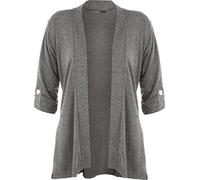 Miss Trendy Women’s Plus Size Button Open Cardigan - Short Sleeve Lightweight Stretch Top - Casual Layering Jacket UK Sizes 16-30 Dark Grey 24/26